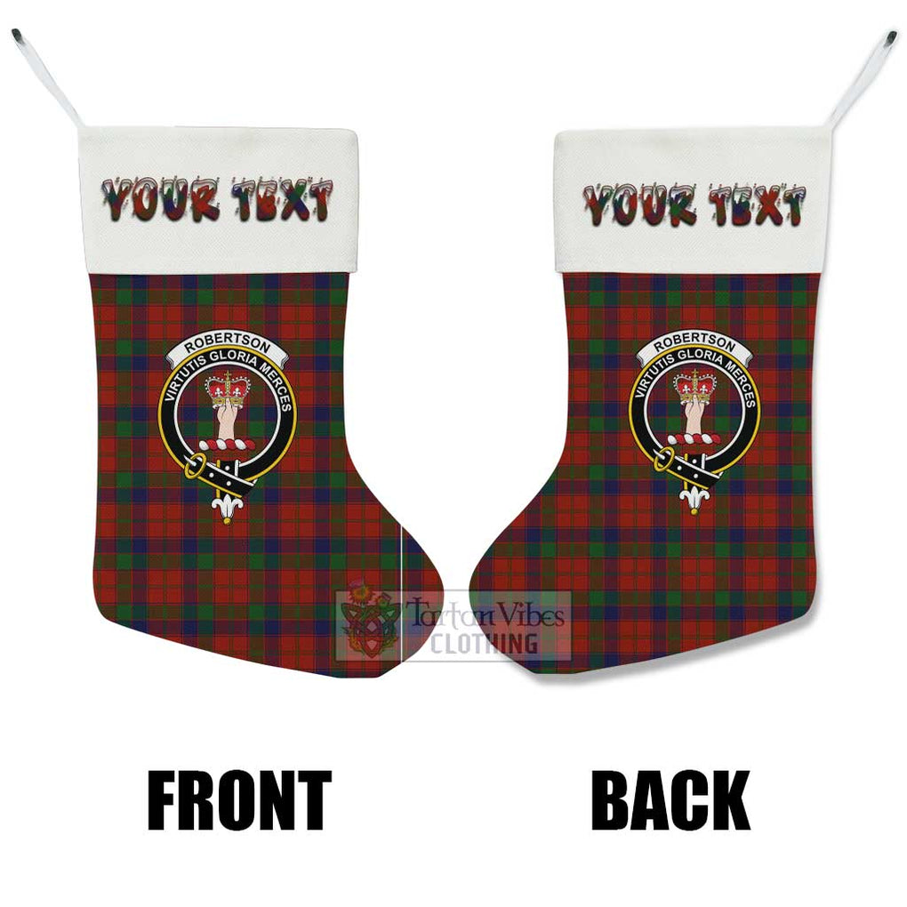 Tartan Vibes Clothing Robertson Tartan Family Crest Christmas Stocking with Personalized Text