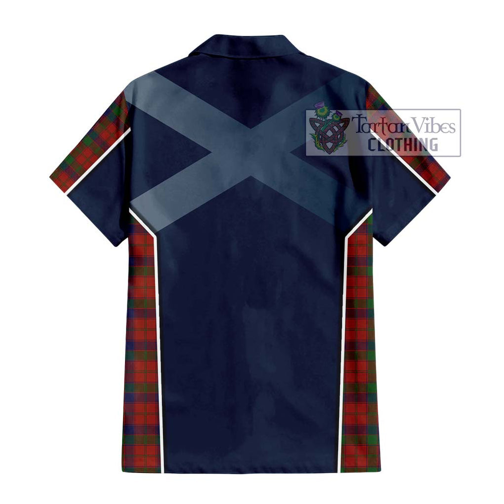 Robertson Tartan Short Sleeve Button Shirt with Family Crest and Lion Rampant Vibes Sport Style - Tartan Vibes Clothing