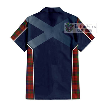 Robertson Tartan Short Sleeve Button Shirt with Family Crest and Lion Rampant Vibes Sport Style