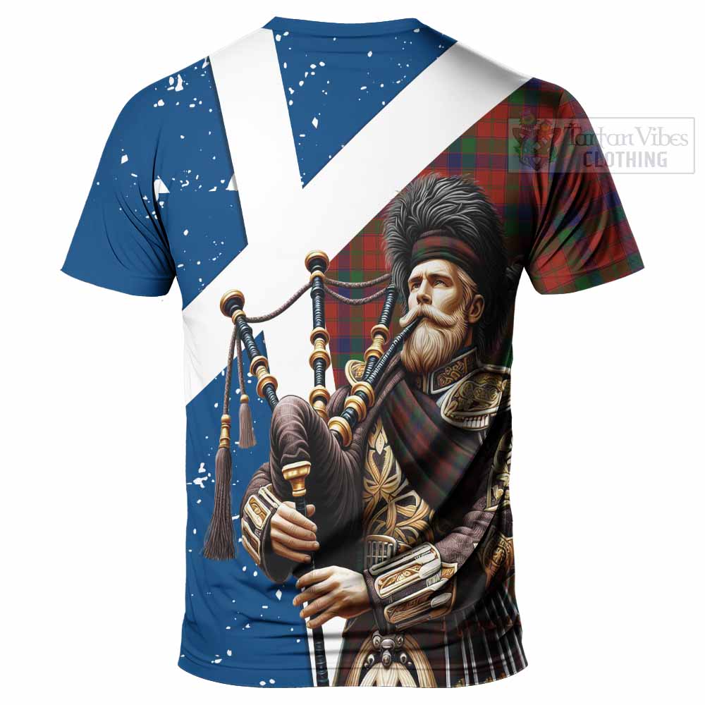 Tartan Vibes Clothing Robertson Tartan T-Shirt with Family Crest Scottish Bagpiper Vibes