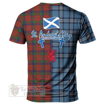 Robertson Tartan T-Shirt Happy St. Andrew's Day Half Tartan Style