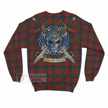 Robertson Tartan Sweatshirt with Family Crest Celtic Skull Style