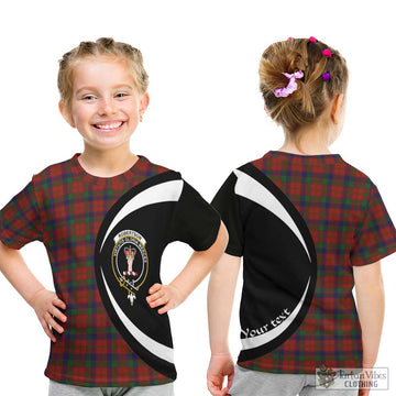 Robertson Tartan Kid T-Shirt with Family Crest Circle Style