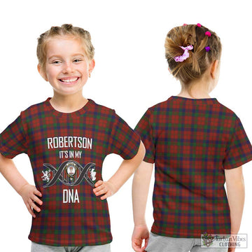 Robertson Tartan Kid T-Shirt with Family Crest DNA In Me Style - Tartan Vibes Clothing