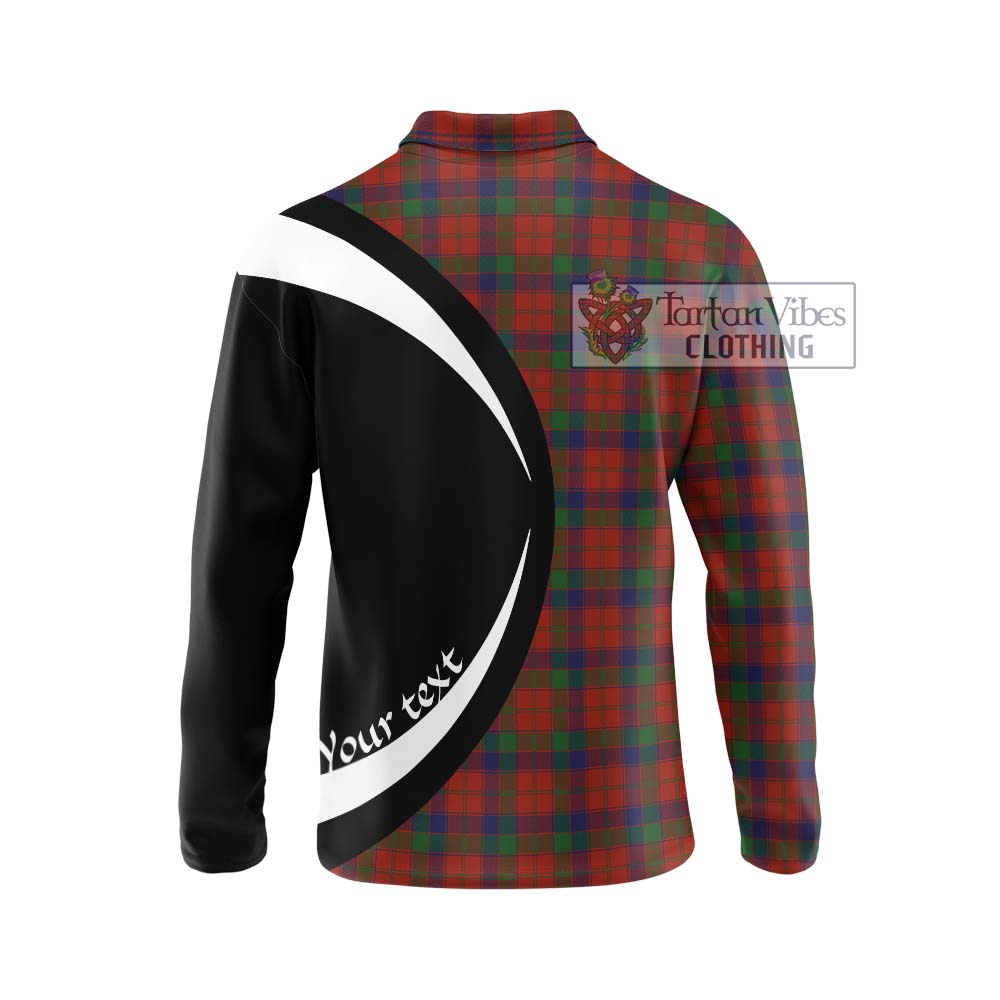 Robertson Tartan Long Sleeve Polo Shirt with Family Crest Circle Style - Tartan Vibes Clothing