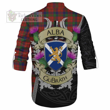 Robertson Tartan Family Crest Ghillie Kilt Shirt Lion Rampant Royal Thistle Shield Celtic Inspired - Tartan Vibes Clothing