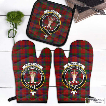 Robertson Tartan Combo Oven Mitt & Pot-Holder with Family Crest Black - Tartan Vibes Clothing