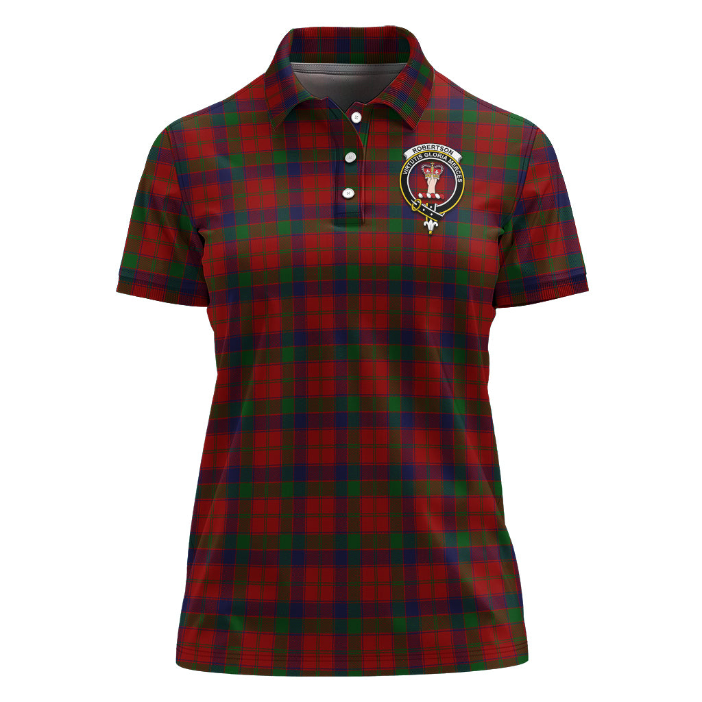 Robertson Tartan Polo Shirt with Family Crest For Women - Tartan Vibes Clothing