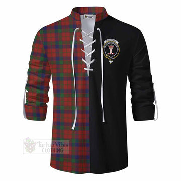 Robertson Tartan Ghillie Kilt Shirt with Family Crest and Half Of Me Style