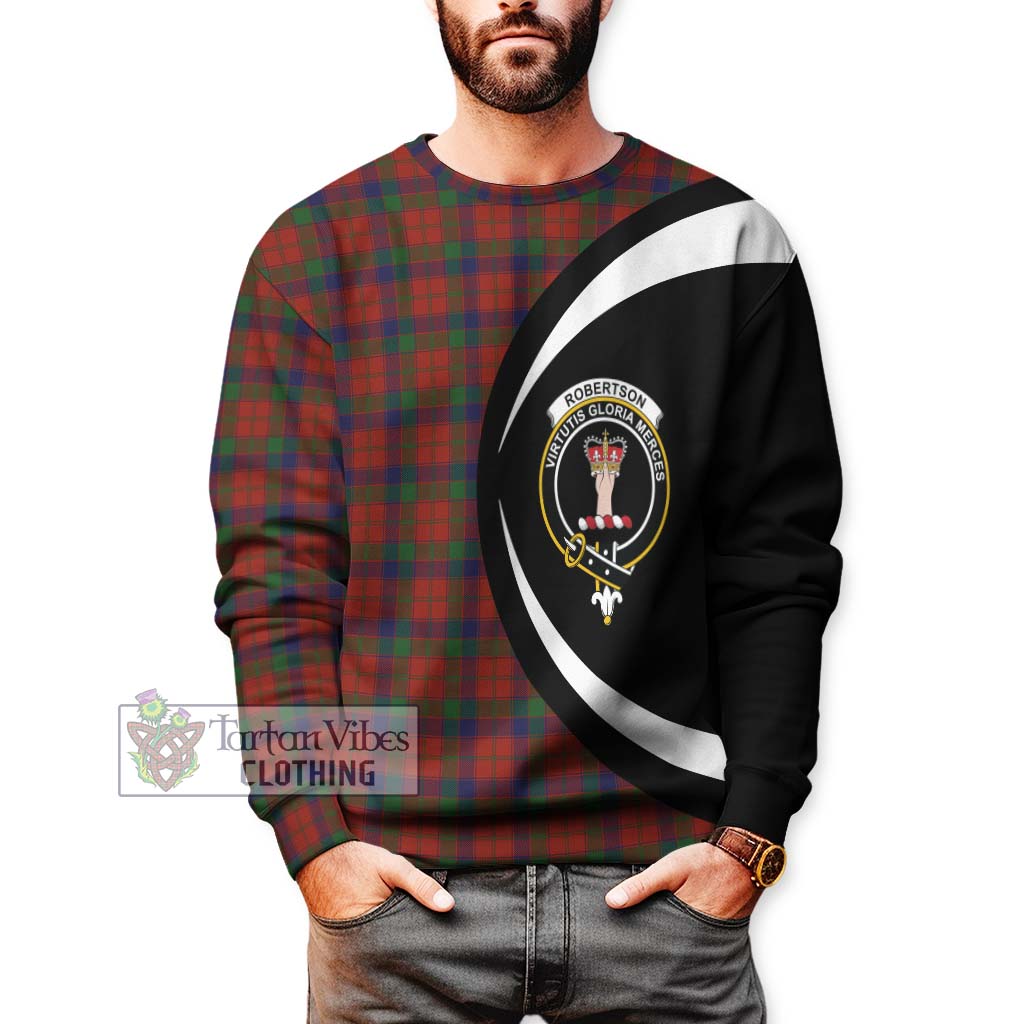 Robertson Tartan Sweatshirt with Family Crest Circle Style - Tartan Vibes Clothing