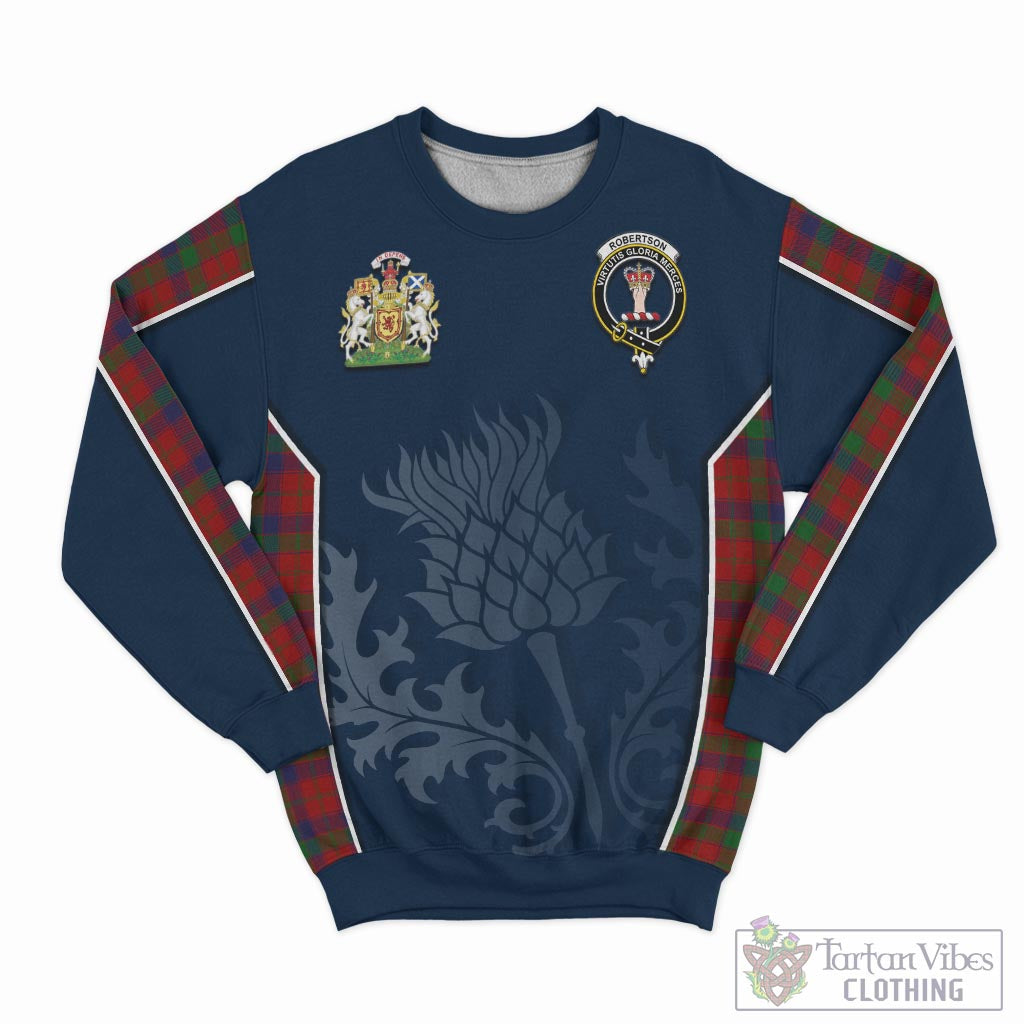 Tartan Vibes Clothing Robertson Tartan Sweatshirt with Family Crest and Scottish Thistle Vibes Sport Style