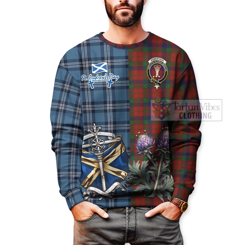 Tartan Vibes Clothing Robertson Tartan Sweatshirt Happy St. Andrew's Day Half Tartan Style