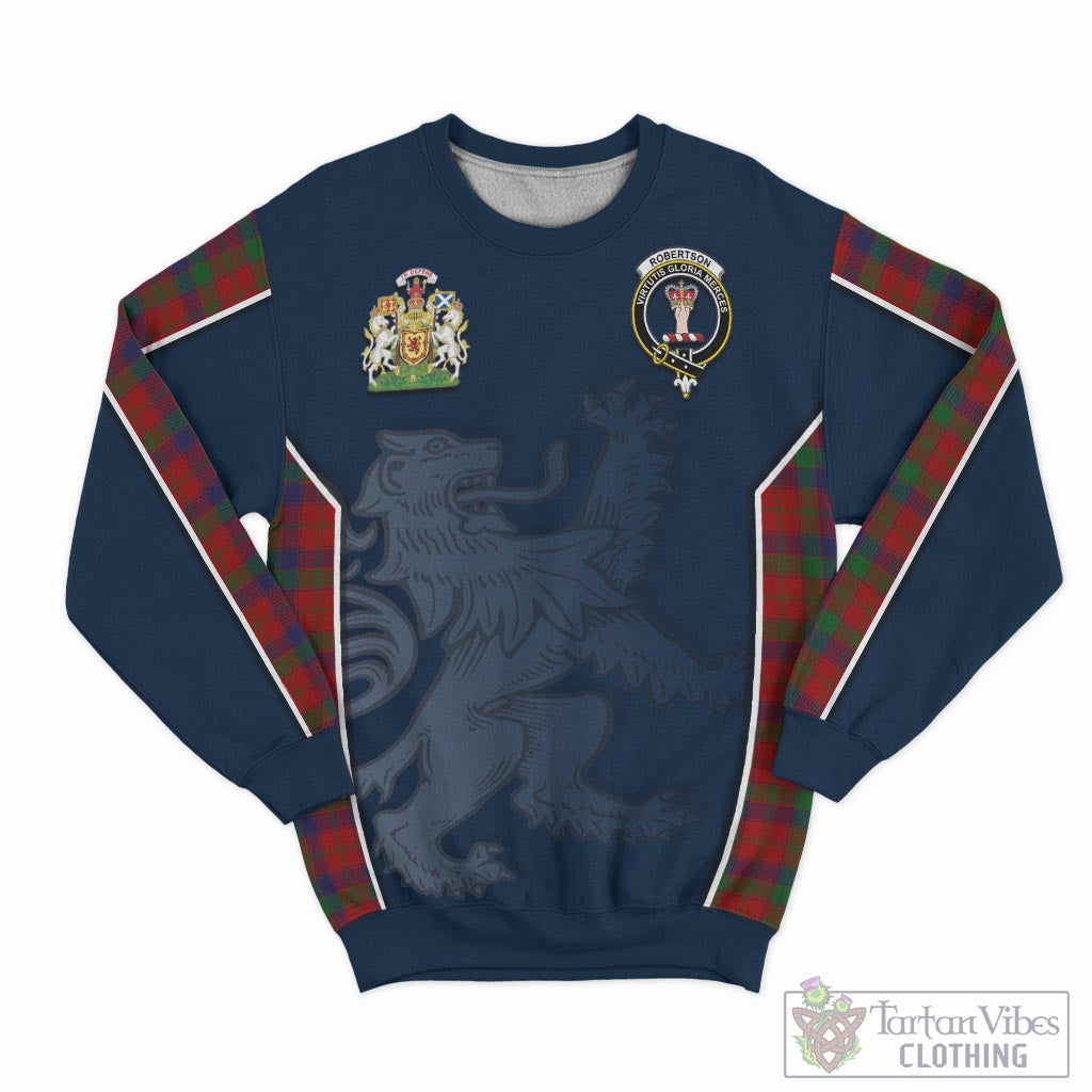 Tartan Vibes Clothing Robertson Tartan Sweater with Family Crest and Lion Rampant Vibes Sport Style