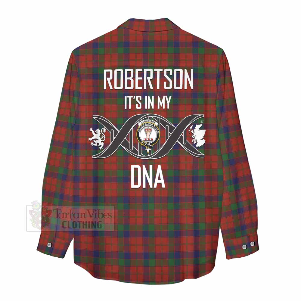 Tartan Vibes Clothing Robertson Tartan Women's Casual Shirt with Family Crest DNA In Me Style