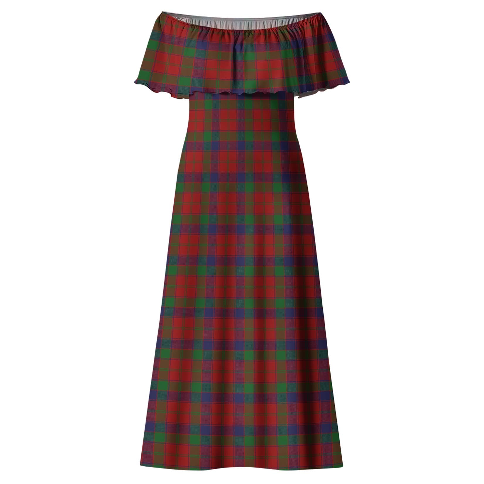 Robertson Tartan Off Shoulder Long Dress - Tartanvibesclothing