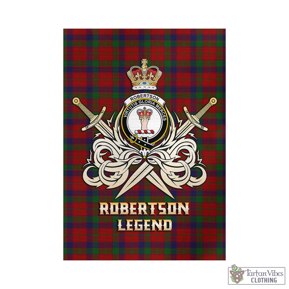 Tartan Vibes Clothing Robertson Tartan Flag with Clan Crest and the Golden Sword of Courageous Legacy