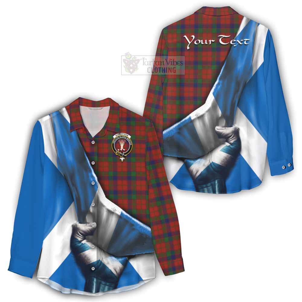 Tartan Vibes Clothing Robertson Tartan Women's Casual Shirt with Family Crest Scotland Patriotic Style