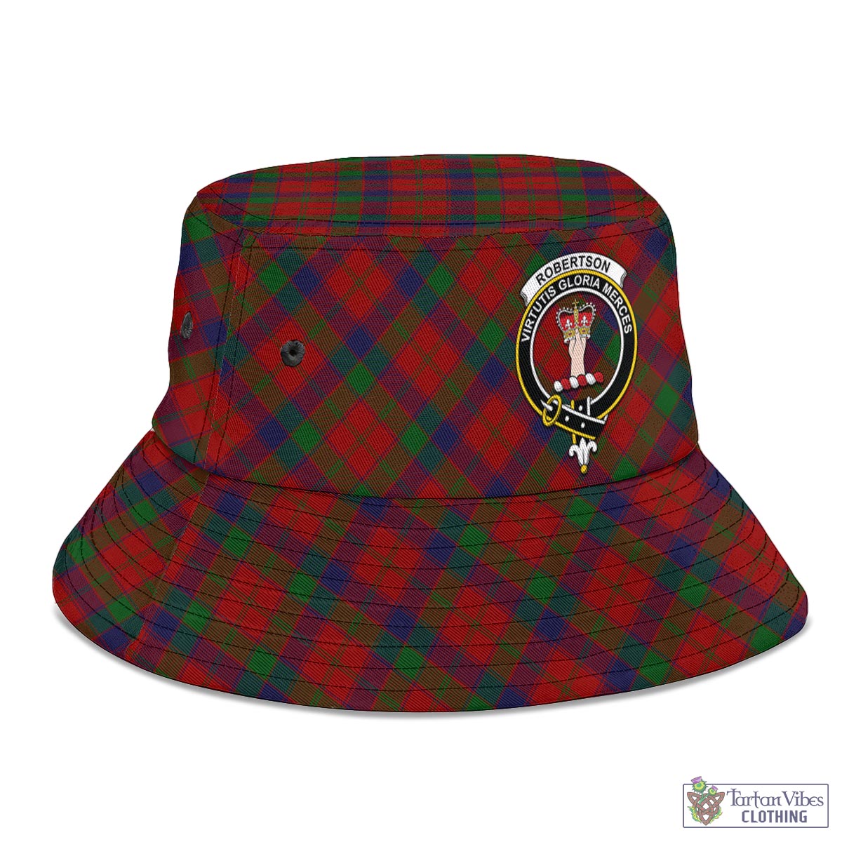 Tartan Vibes Clothing Robertson Tartan Bucket Hat with Family Crest