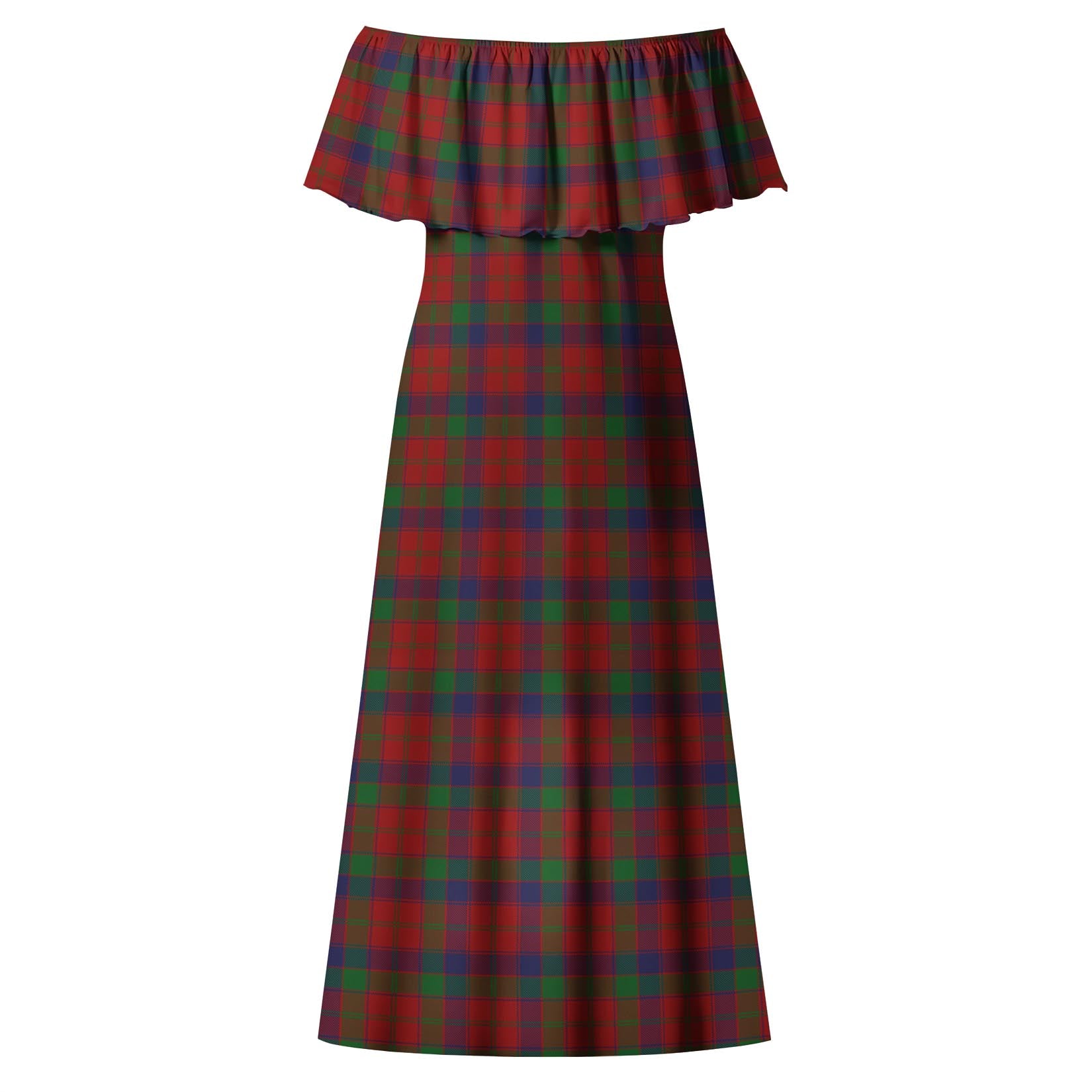 Robertson Tartan Off Shoulder Long Dress - Tartanvibesclothing