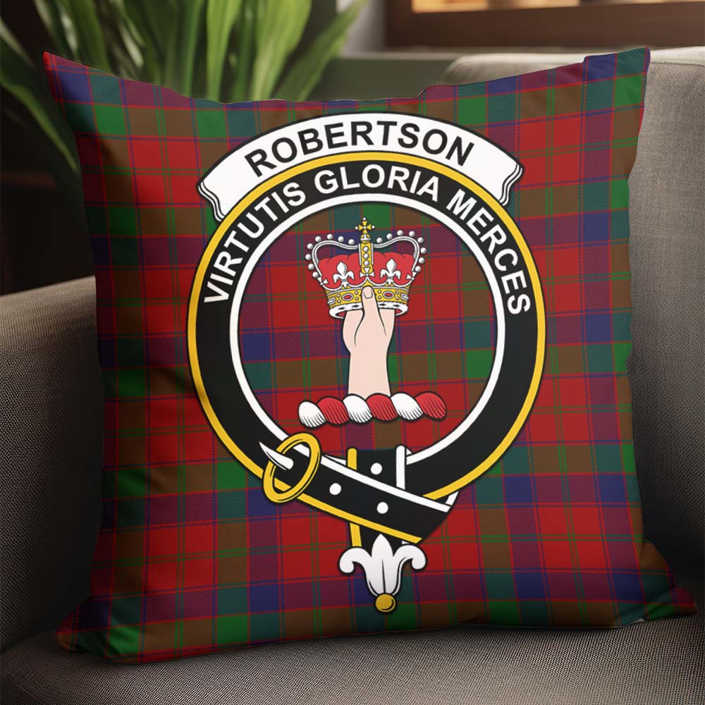 Robertson Tartan Pillow Cover with Family Crest - Tartanvibesclothing