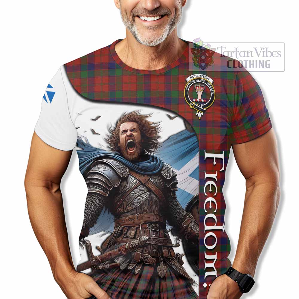 Robertson Crest Tartan T-Shirt Inspired by the Freedom of Scottish Warrior