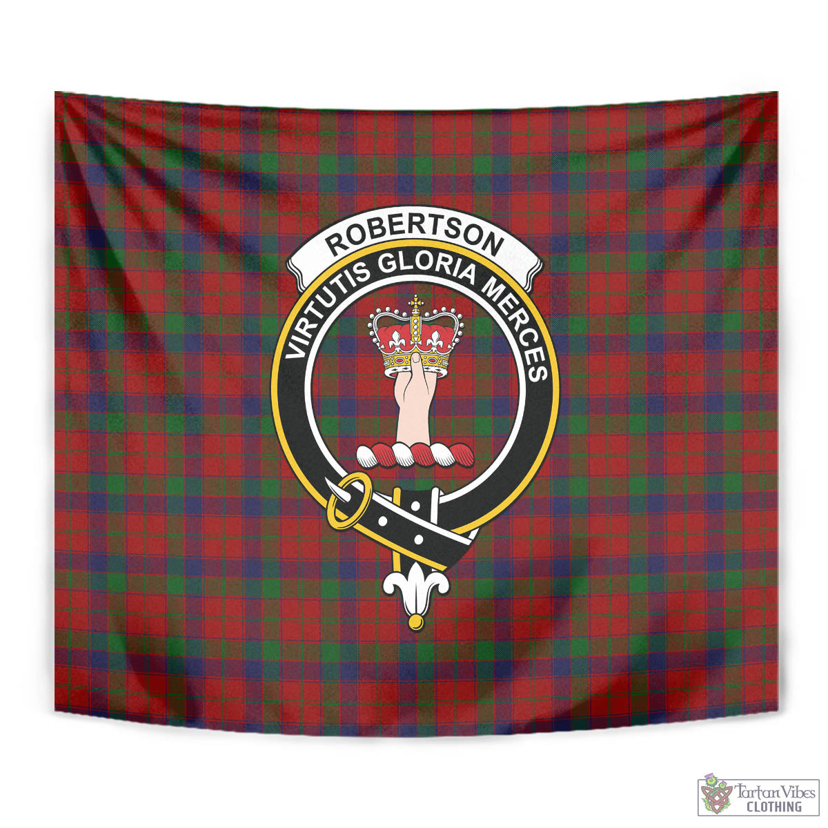 Tartan Vibes Clothing Robertson Tartan Tapestry Wall Hanging and Home Decor for Room with Family Crest