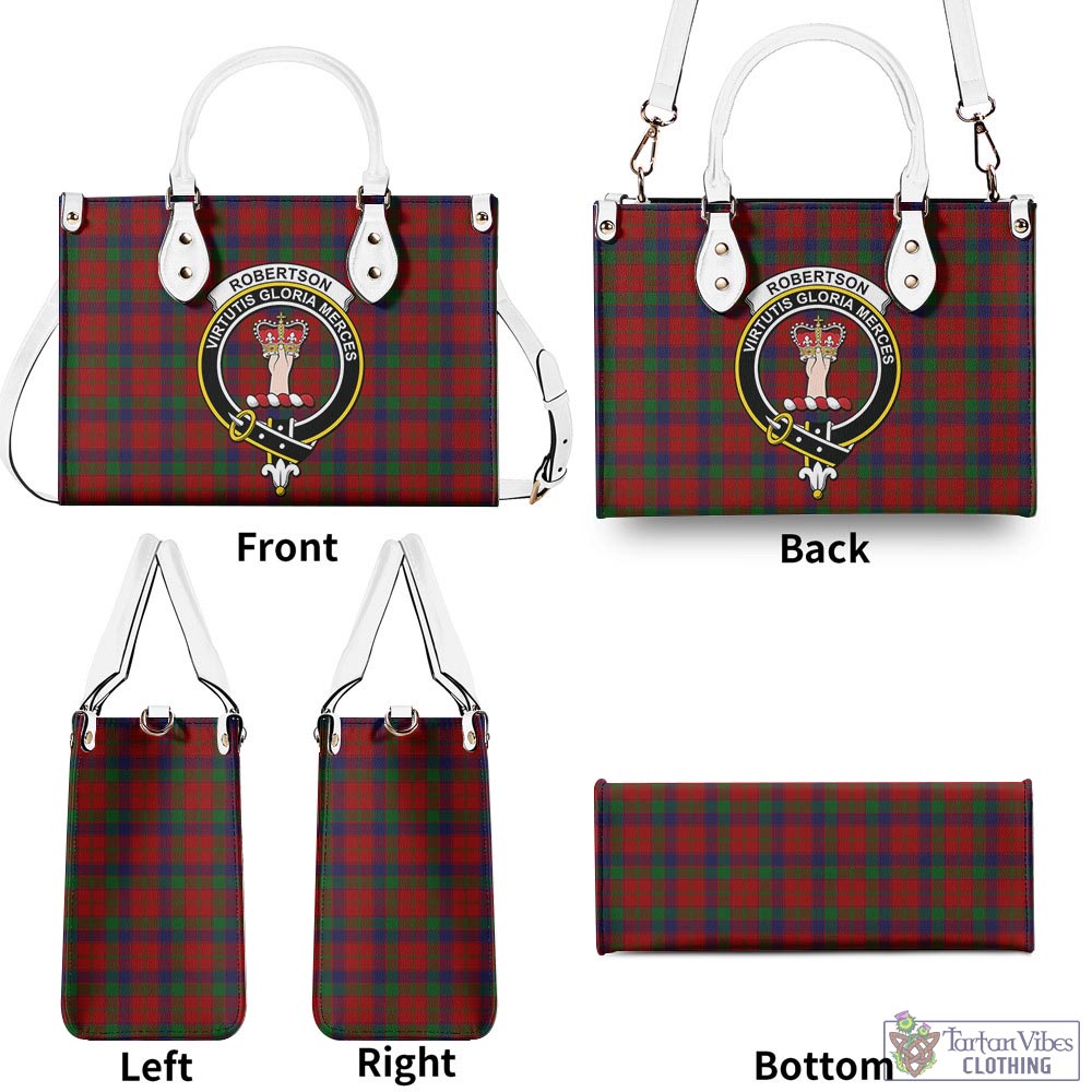 Tartan Vibes Clothing Robertson Tartan Luxury Leather Handbags with Family Crest