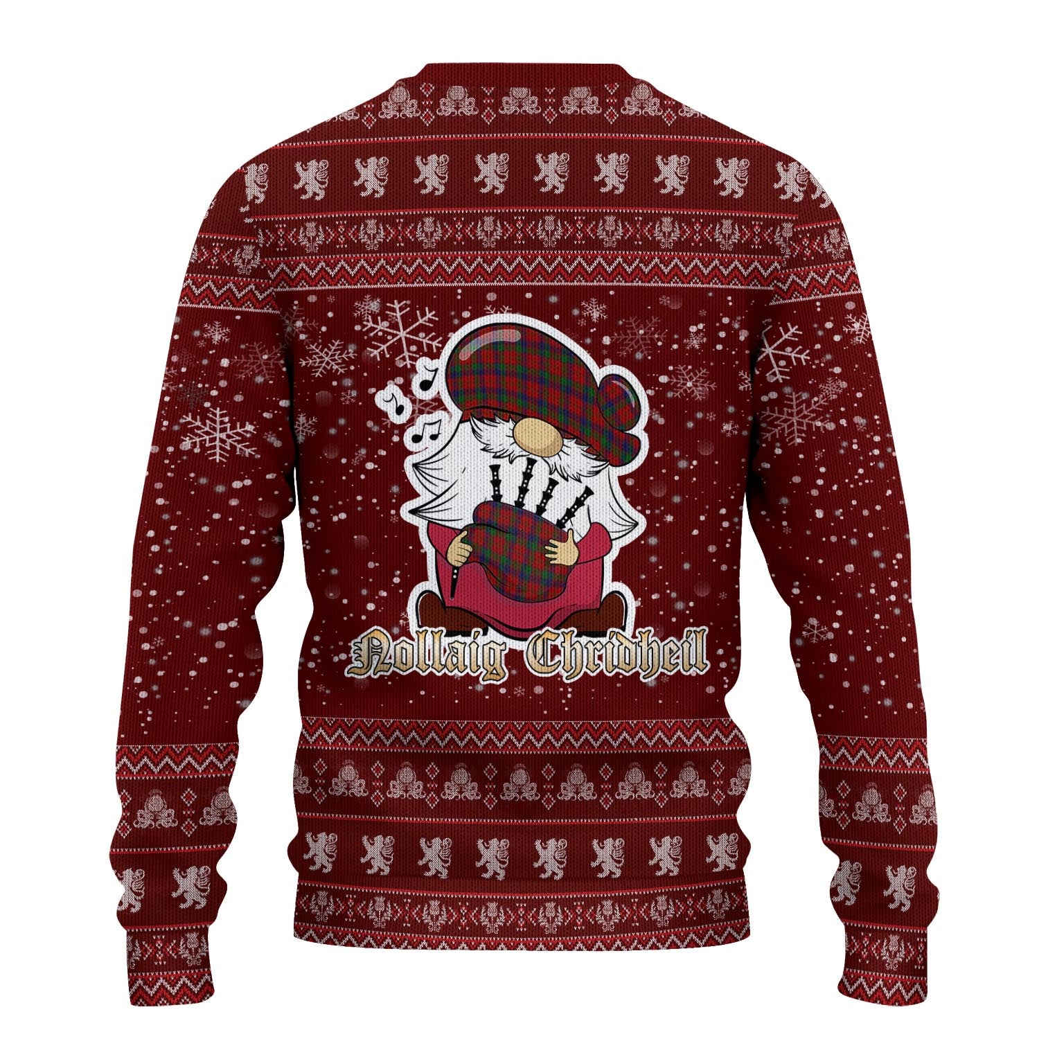 Robertson Clan Christmas Family Knitted Sweater with Funny Gnome Playing Bagpipes - Tartanvibesclothing