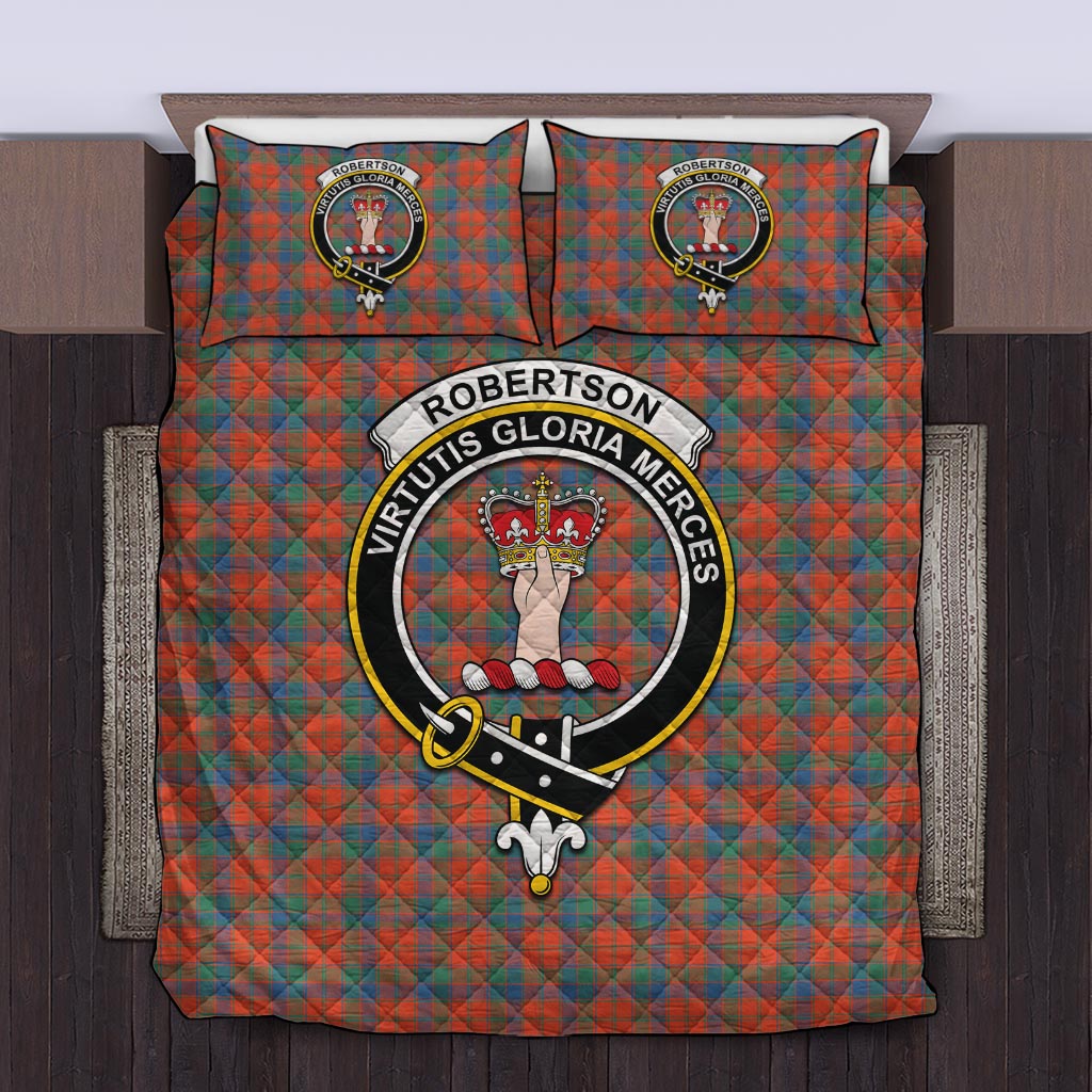 Robertson Ancient Tartan Quilt Bed Set with Family Crest Twin - Tartan Vibes Clothing