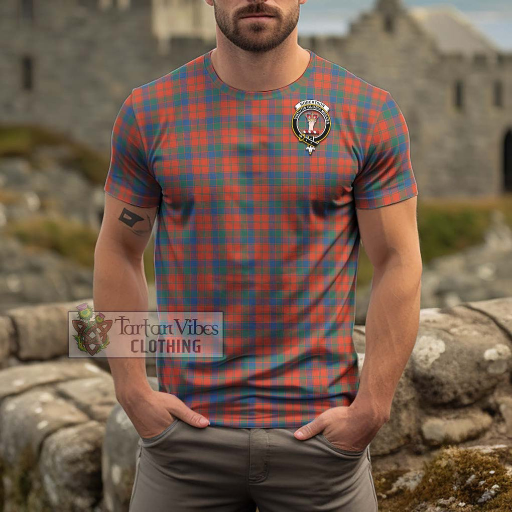 Robertson Ancient Tartan Cotton T-Shirt with Family Crest Men's Shirt - Tartanvibesclothing Shop