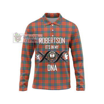 Robertson Ancient Tartan Long Sleeve Polo Shirt with Family Crest DNA In Me Style