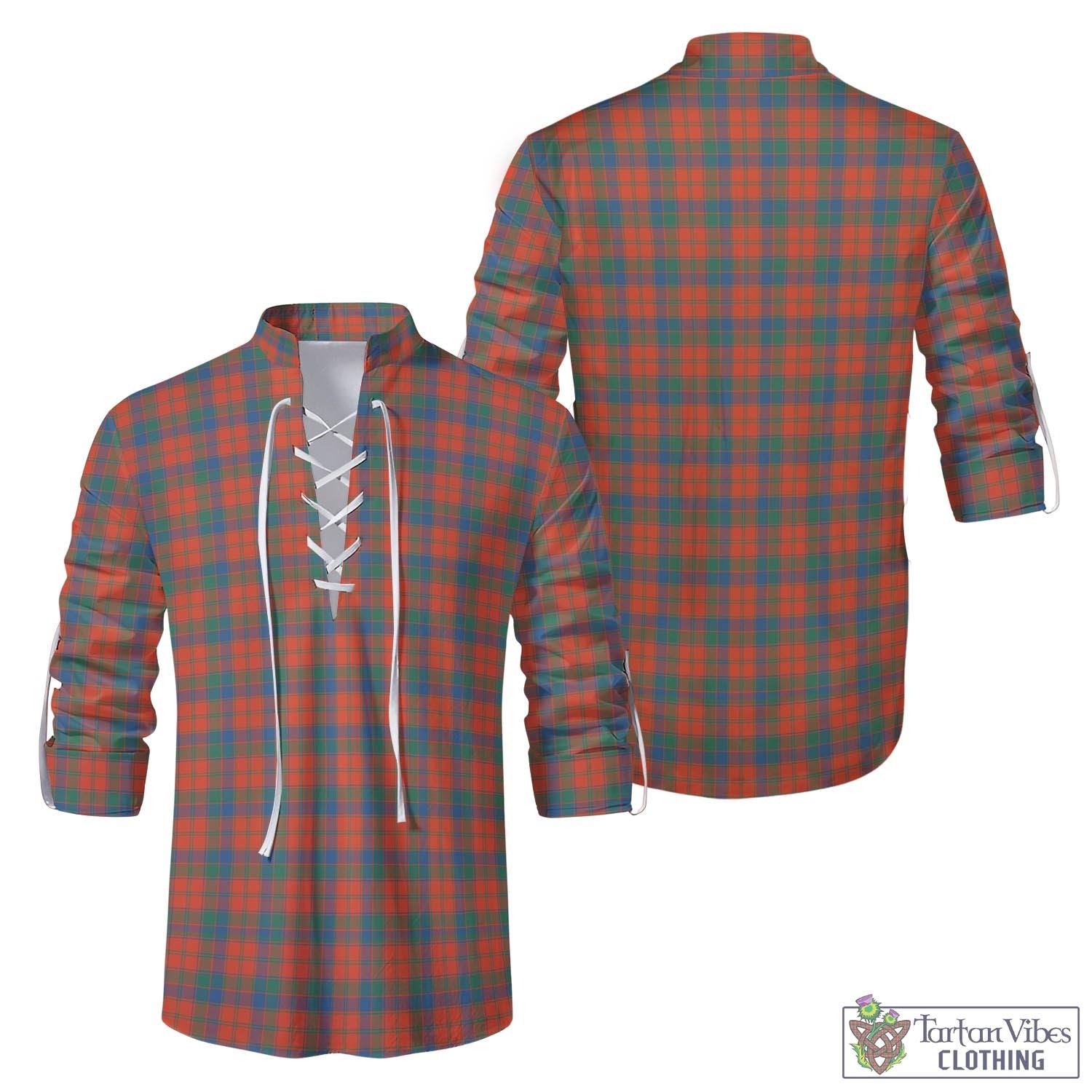 Tartan Vibes Clothing Robertson Ancient Tartan Men's Scottish Traditional Jacobite Ghillie Kilt Shirt