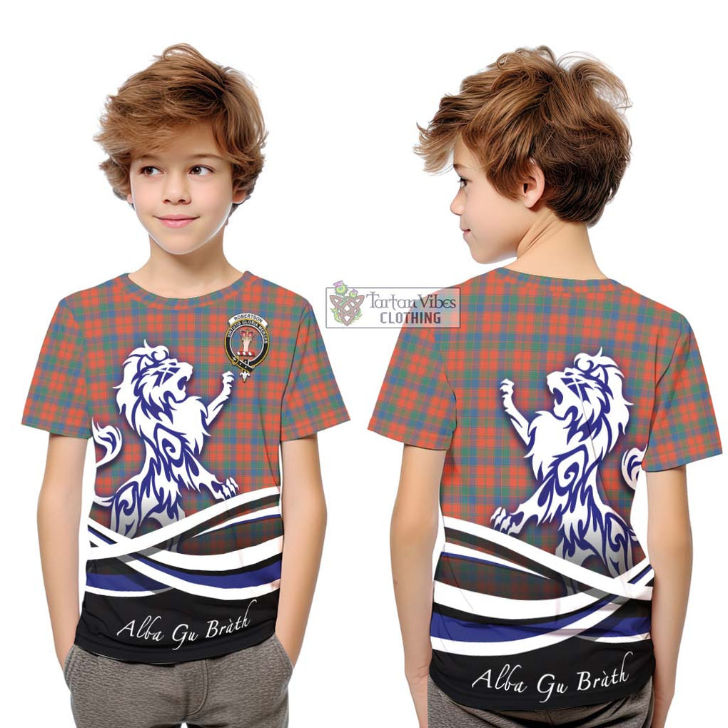 Robertson Ancient Tartan Kid T-Shirt with Alba Gu Brath Regal Lion Emblem Youth XL Size14 - Tartanvibesclothing Shop