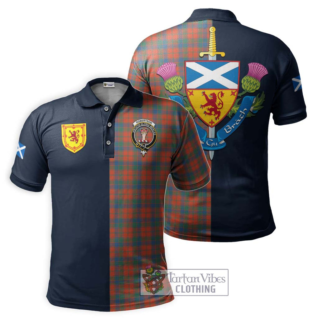 Tartan Vibes Clothing Robertson Ancient Tartan Polo Shirt with Scottish Lion Royal Arm Half Style