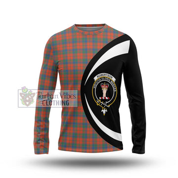 Robertson Ancient Tartan Long Sleeve T-Shirt with Family Crest Circle Style