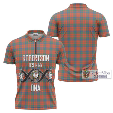 Robertson Ancient Tartan Zipper Polo Shirt with Family Crest DNA In Me Style