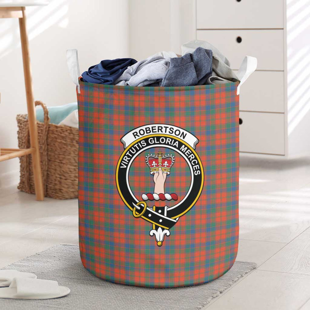 Robertson Ancient Tartan Laundry Basket with Family Crest One Size - Tartanvibesclothing Shop