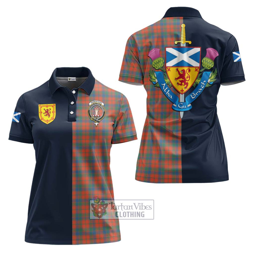 Tartan Vibes Clothing Robertson Ancient Tartan Women's Polo Shirt with Scottish Lion Royal Arm Half Style