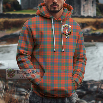 Robertson Ancient Tartan Cotton Hoodie with Family Crest