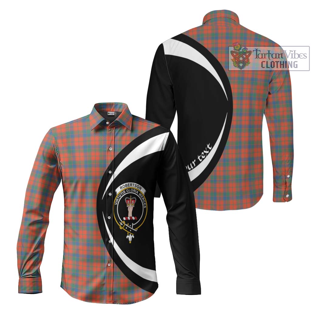 Robertson Ancient Tartan Long Sleeve Button Up with Family Crest Circle Style Men's Shirt S - Tartan Vibes Clothing