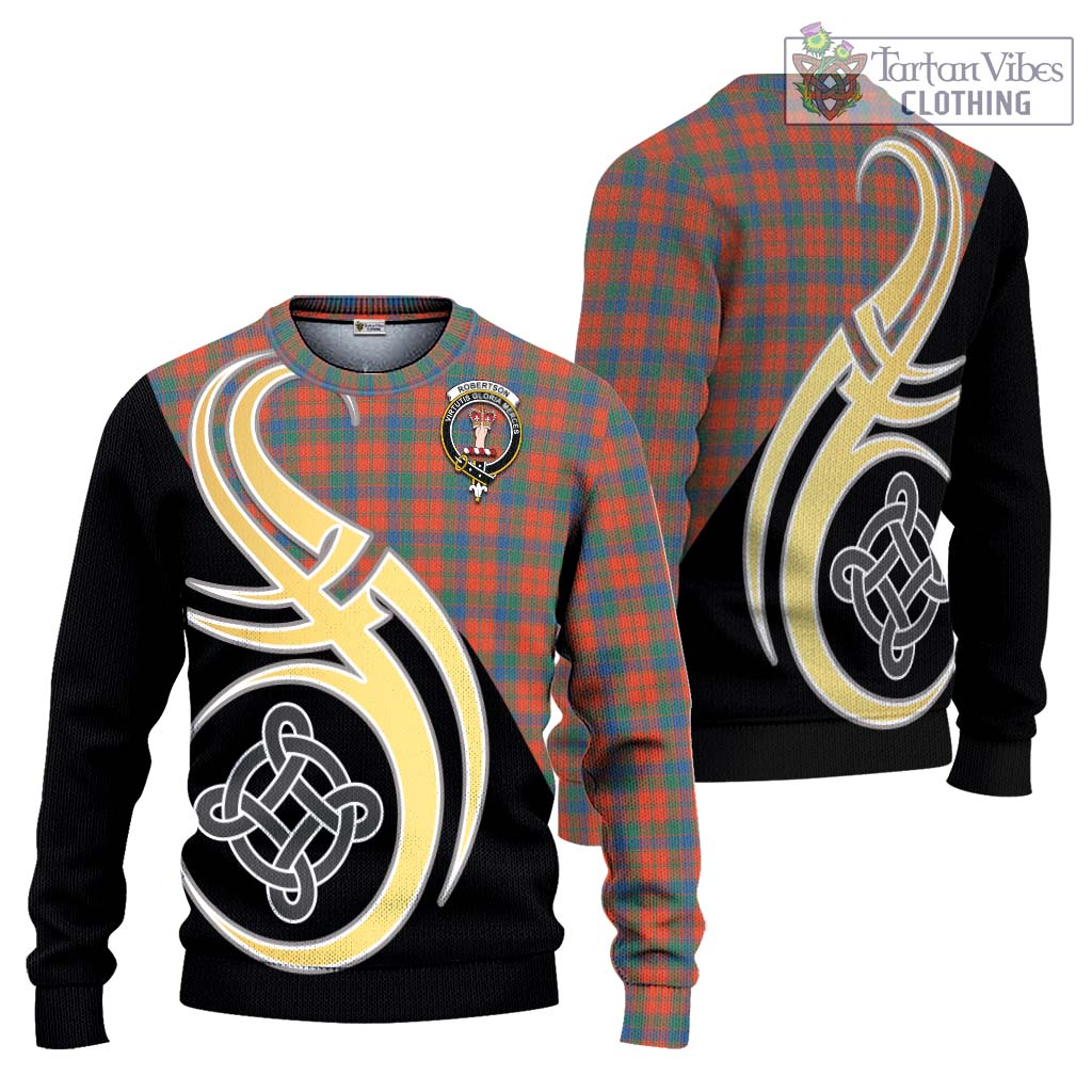 Robertson Ancient Tartan Knitted Sweater with Family Crest and Celtic Symbol Style Unisex - Tartan Vibes Clothing