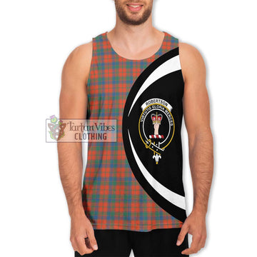 Robertson Ancient Tartan Men's Tank Top with Family Crest Circle Style