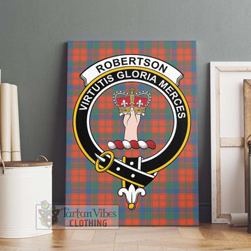 Robertson Ancient Tartan Canvas Print Wall Art with Family Crest