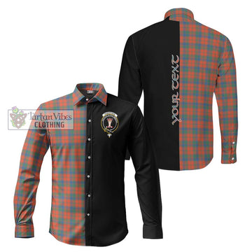 Robertson Ancient Tartan Long Sleeve Button Shirt with Family Crest and Half Of Me Style