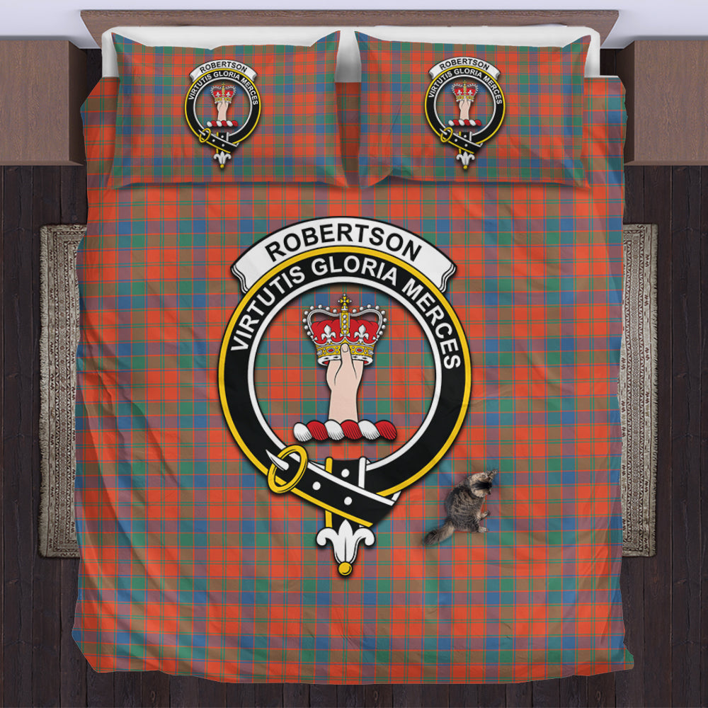 Robertson Ancient Tartan Bedding Set with Family Crest US Bedding Set - Tartan Vibes Clothing