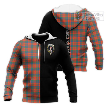 Robertson Ancient Tartan Knitted Hoodie with Family Crest and Half Of Me Style