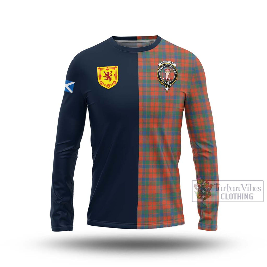 Tartan Vibes Clothing Robertson Ancient Tartan Long Sleeve T-Shirt with Scottish Lion Royal Arm Half Style