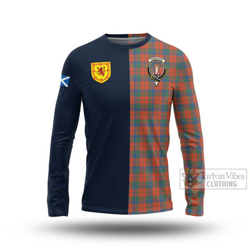 Robertson Ancient Tartan Long Sleeve T-Shirt Alba with Scottish Lion Royal Arm Half Style