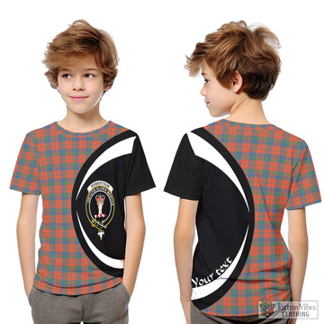 Robertson Ancient Tartan Kid T-Shirt with Family Crest Circle Style