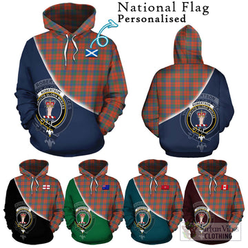 Robertson Ancient Tartan Hoodie with Personalised National Flag and Family Crest Half Style